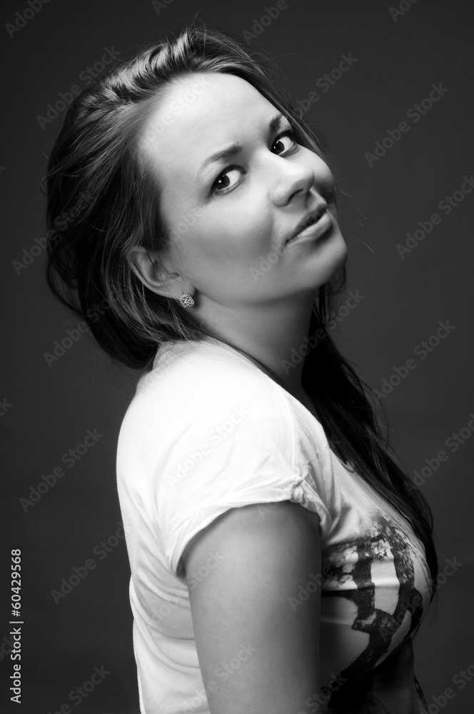 Fototapeta premium beautiful young woman portrait, bw