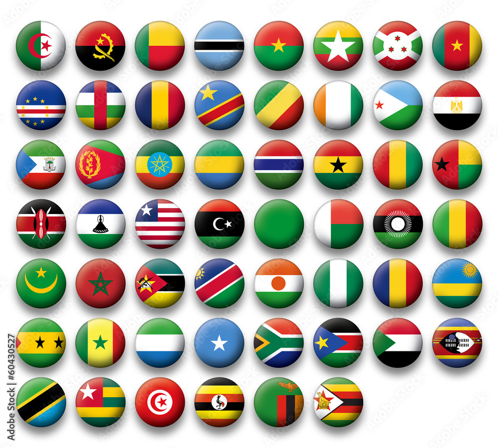 Vector Set of buttons flags of Africa