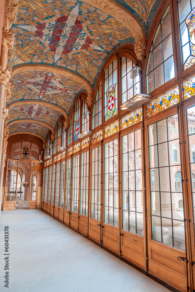Fototapeta premium Corridon inside Sant Pau Hospital in Barcelona