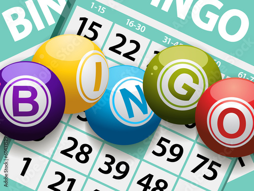 bingo balls on a card background photo
