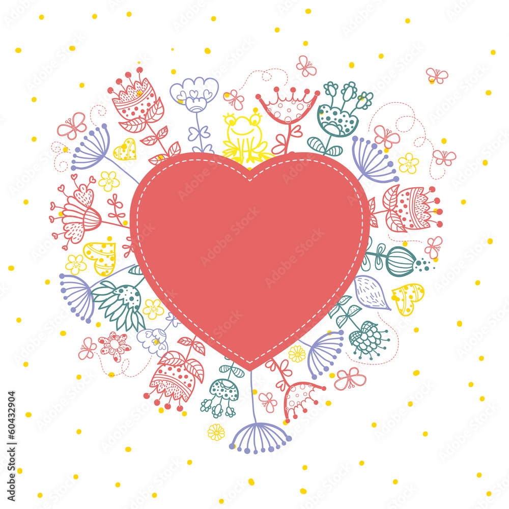 Floral heart cute retro flowers . Floral heart cute retro flowers .