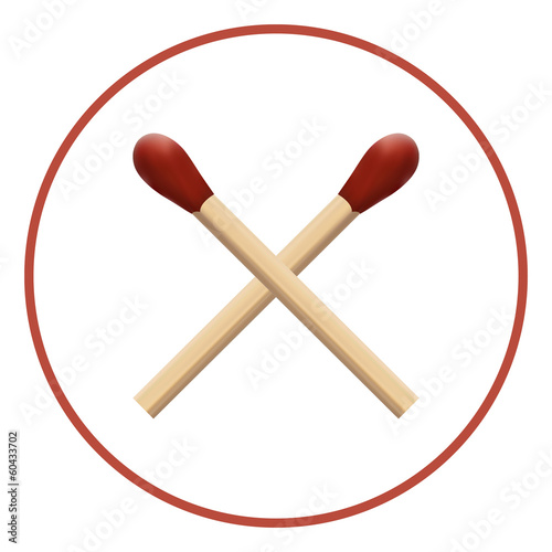 two wooden matches with red wick macro
