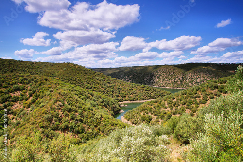 Tajo river near The village of Herrera de Alcántara photo