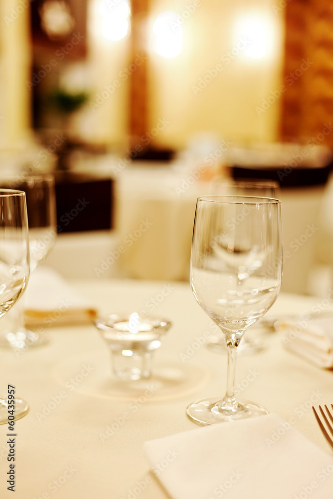 Tables set for meal