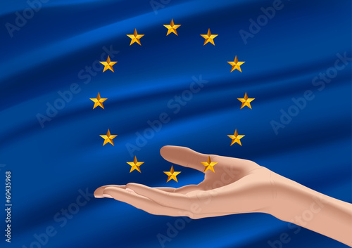 Flag of european union and hand