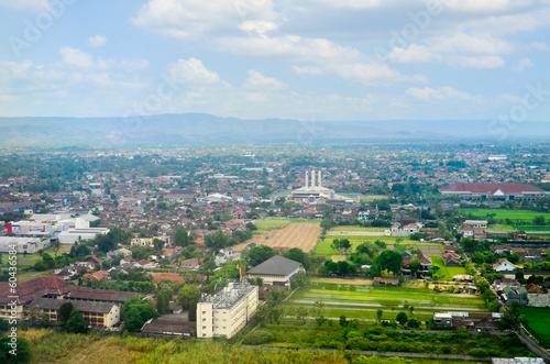 aerial view of Yogyakarta from air plane