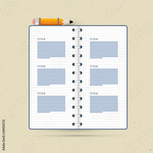 Vector Notebook With Pencil