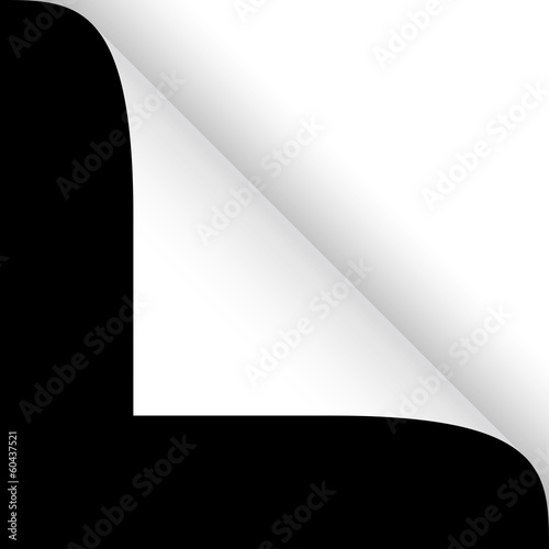 Papier - Ecke oben weiß auf schwarz