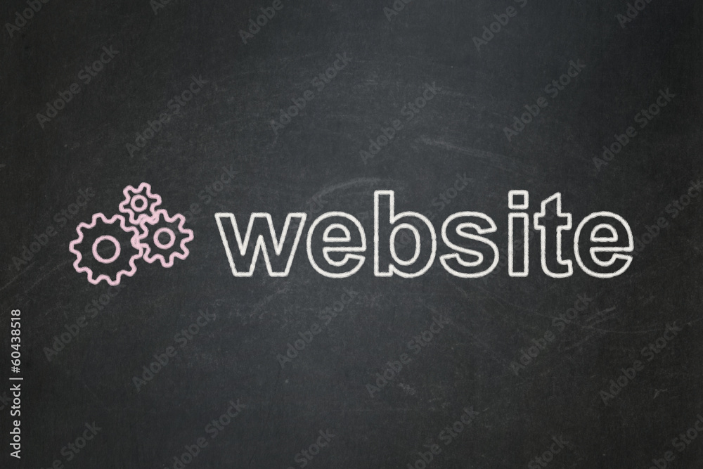 Obraz premium Web development concept: Gears and Website on chalkboard