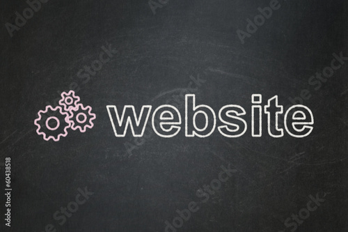 Web development concept: Gears and Website on chalkboard