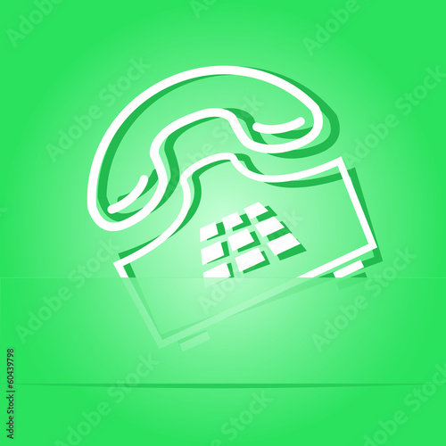 Push-button telephone. Paper sticker. Vector illustration.
