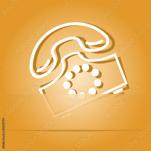 Old phone. Paper sticker. Vector illustration.