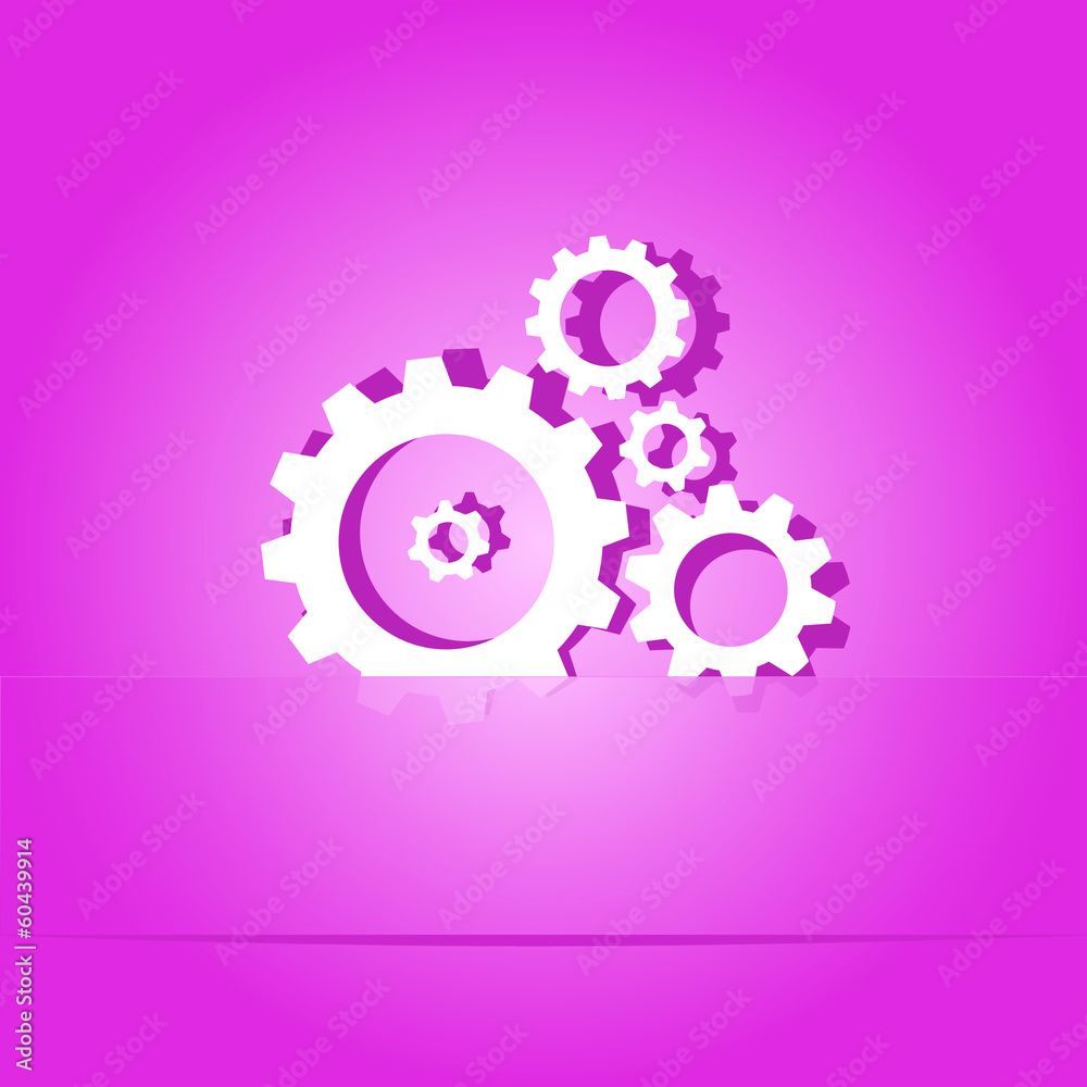 Gears. Paper sticker. Vector illustration.