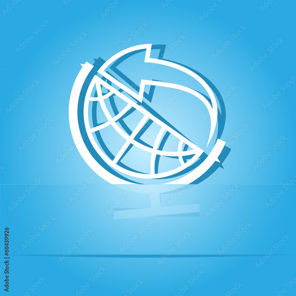 Globe and array up. Paper sticker. Vector illustration. Globe and array up. Paper sticker. Vector illustration.