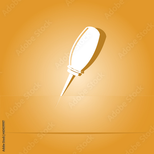 Awl. Paper sticker. Vector illustration.