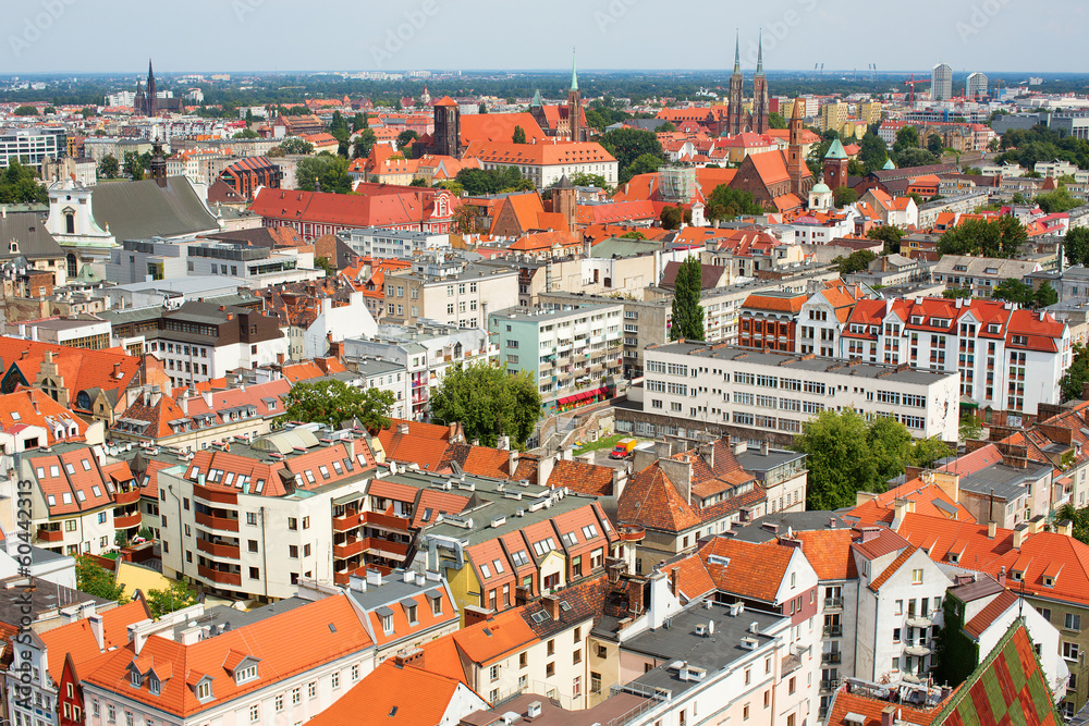 Obraz premium Aerial view of central Wroclaw