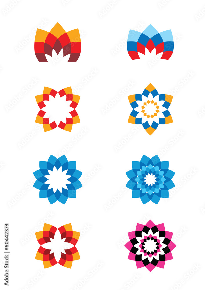 Set of flower abstract logos. Icons for any type of business Set of flower abstract logos. Icons for any type of business