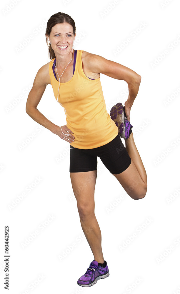 Fit Female Stretching isolated on white Fit Female Stretching isolated on white