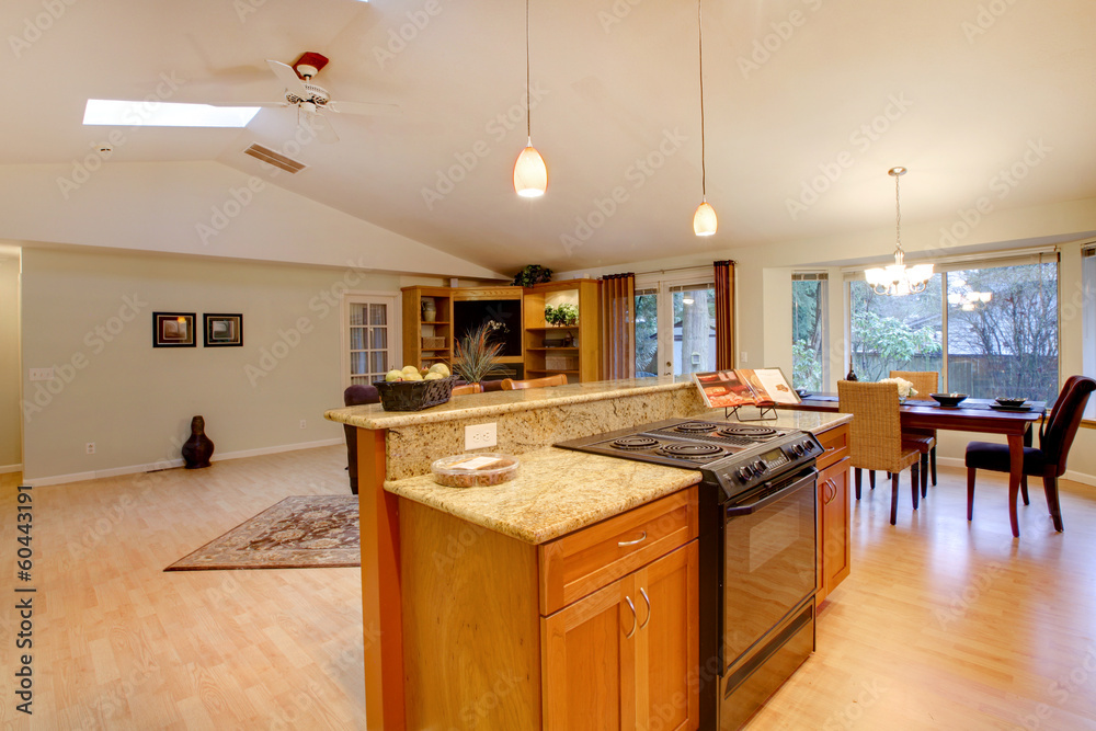 Furnished bright kitchen room. Dining area Furnished bright kitchen room. Dining area