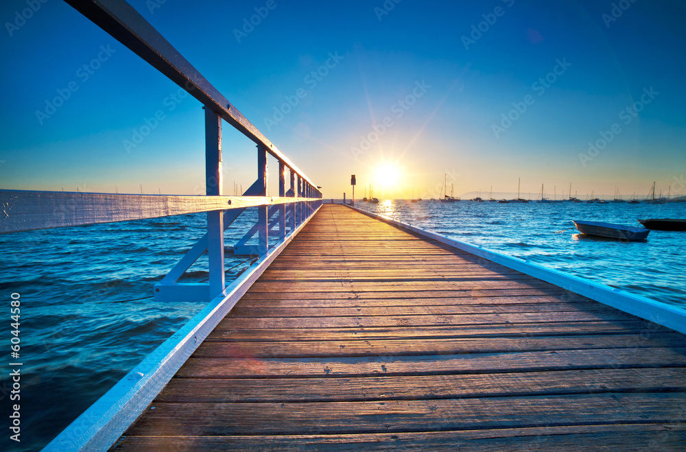 Fototapeta premium Blue Pier Sunrise