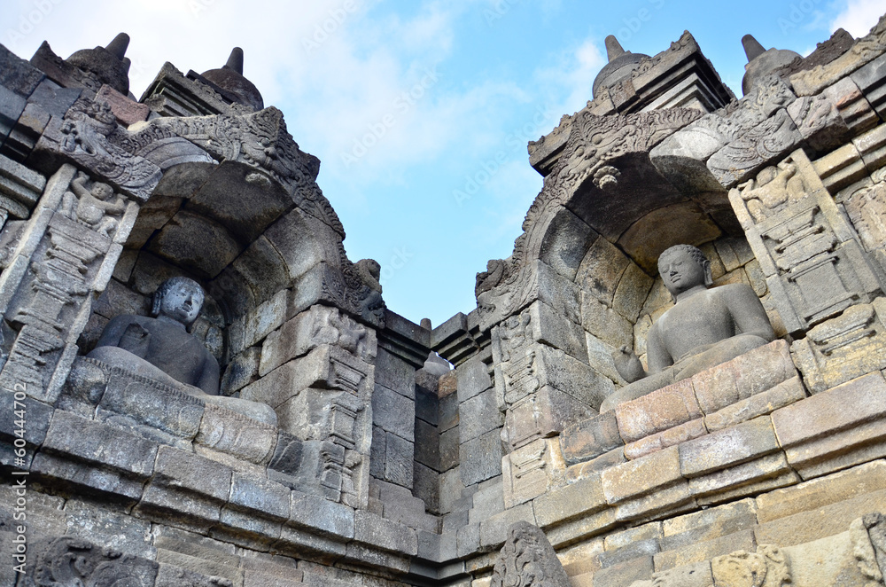 Fototapeta premium Details in Borobudur unesco heritage site, Java, Indonesia
