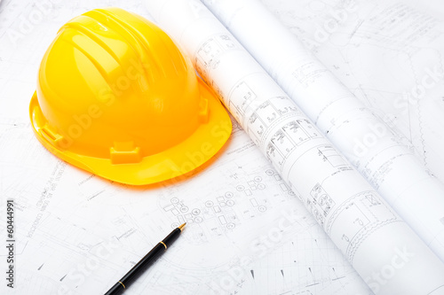 Construction drawing and safety helmet