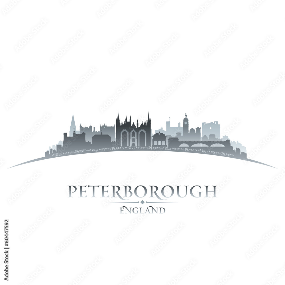 Fototapeta premium Peterborough England city skyline silhouette white background