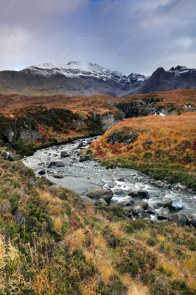 Autumn colours in Cuilin Mountains, Island of Skye, Europe