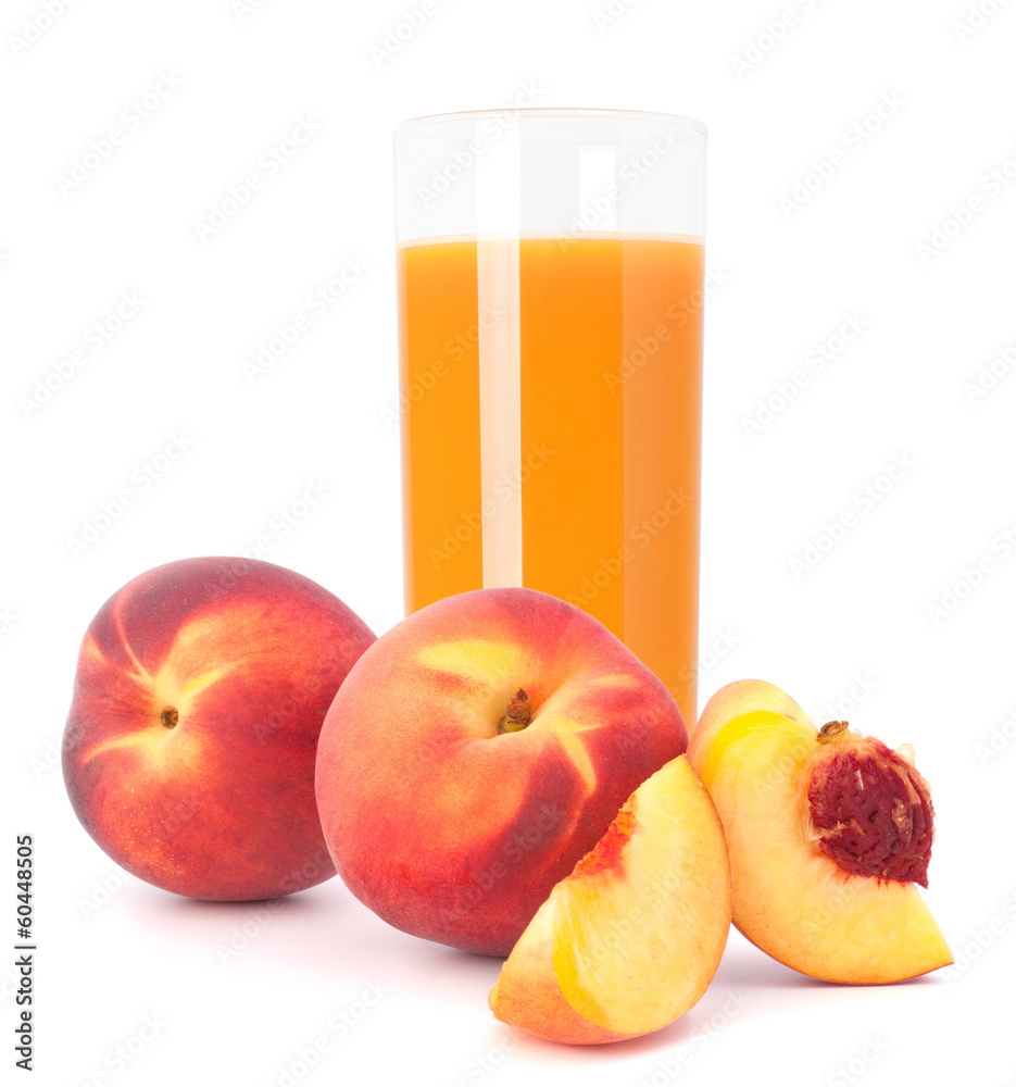 Peach fruit juice in glass Peach fruit juice in glass