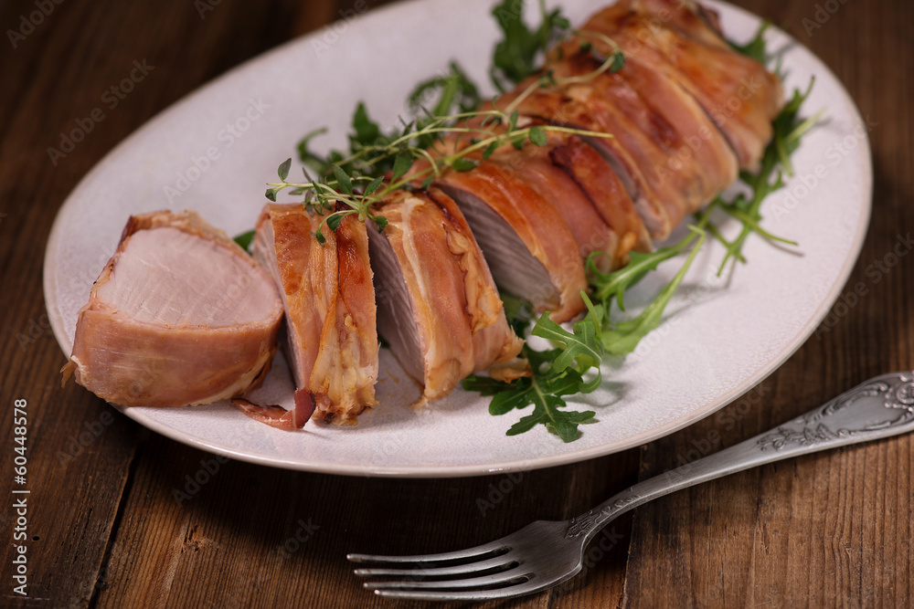 Pork Tenderloin Wrapped in Prosciutto ham Pork Tenderloin Wrapped in Prosciutto ham