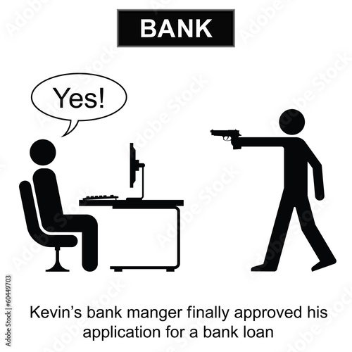 Kevin finally got his bank loan cartoon