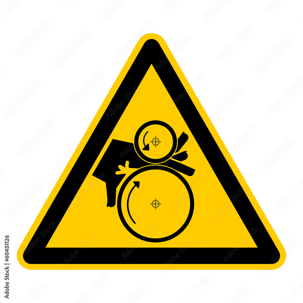 wso36 WarnSchildOrange - english warning sign: danger beware of machine rollers entanglement hazard - German Warnschild: Warnung vor gegenläufigen Rollen - Einzugsgefahr g444 wso36 WarnSchildOrange - english warning sign: danger beware of machine rollers entanglement hazard - German Warnschild: Warnung vor gegenläufigen Rollen - Einzugsgefahr g444