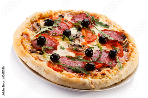 Pizza on white background