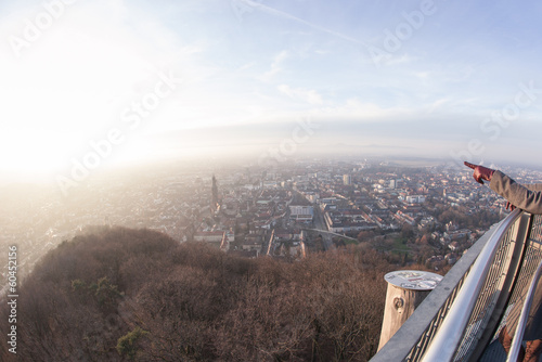 panorama of Freiburg, Germany at sunset