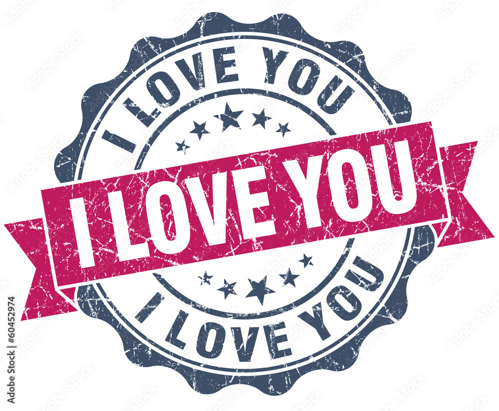Obraz premium i love you pink grunge seal isolated on white background