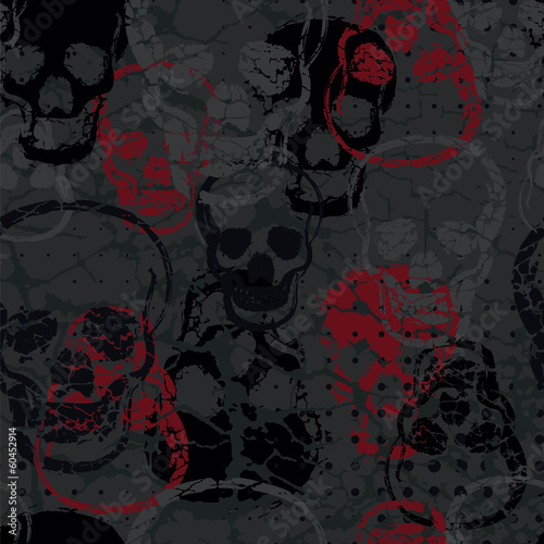 Colored horror skull seamless pattern