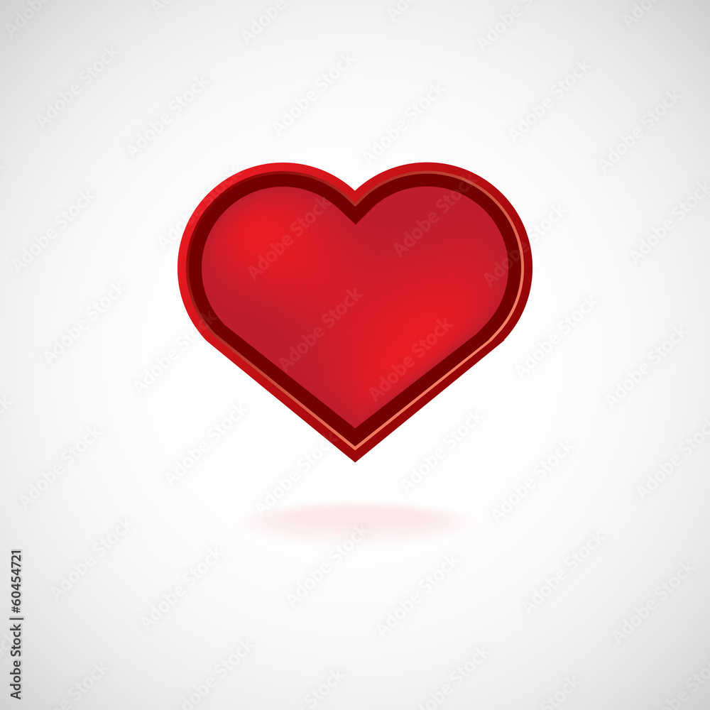 Red heart Valentines day card on white background