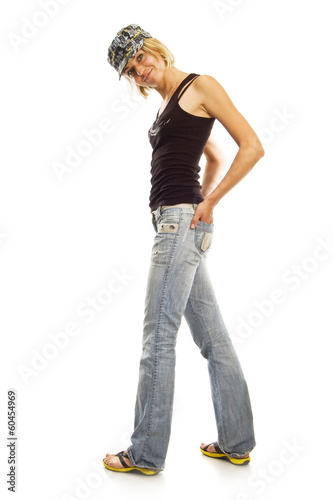 Teen girl beautiful cheerful enjoying isolated
