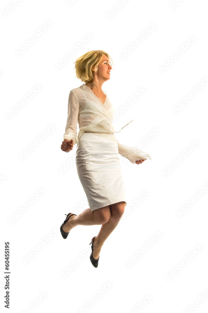 Full-fame of woman jumping in air