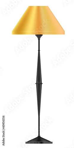 Vector illustration of a yellow floor lamp