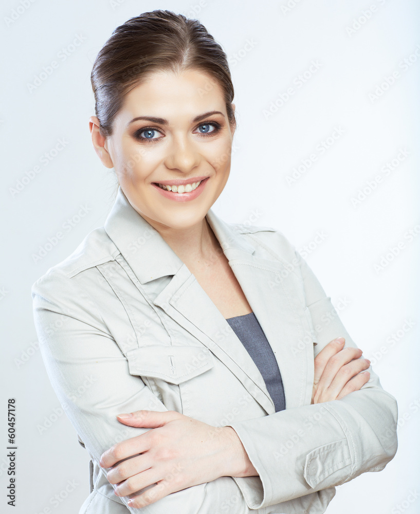 Portrait of smiling business woman, isolated on white background Portrait of smiling business woman, isolated on white background