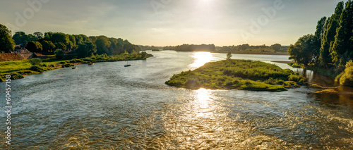 Panorama of Loire River at sunset, landscape near Amboise, France photo