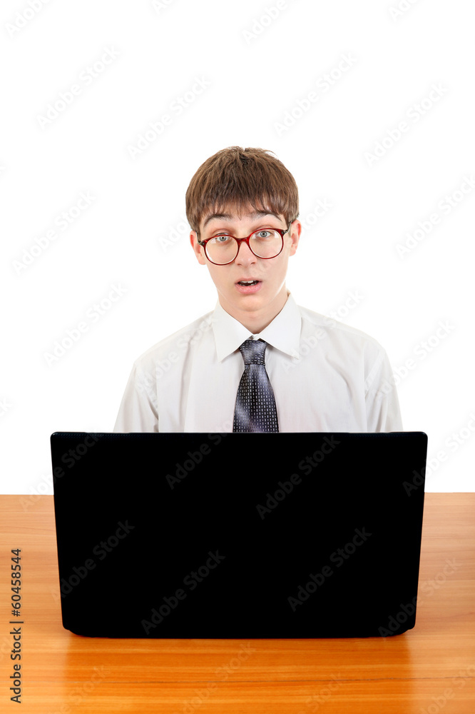 Surprised Student with Laptop Surprised Student with Laptop
