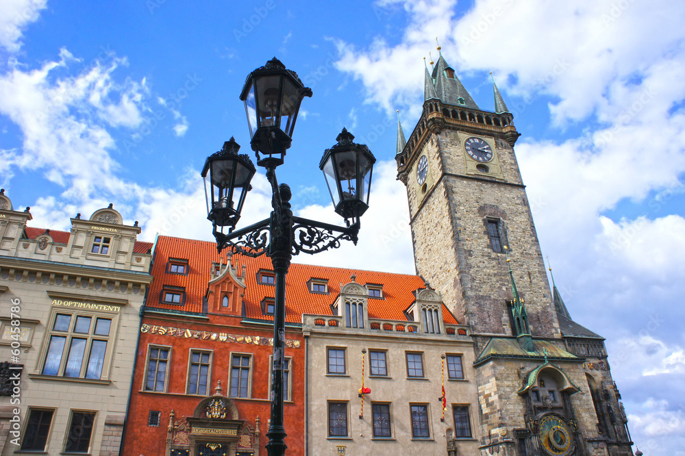 Astronomical Clock tower at morning in old town Prague