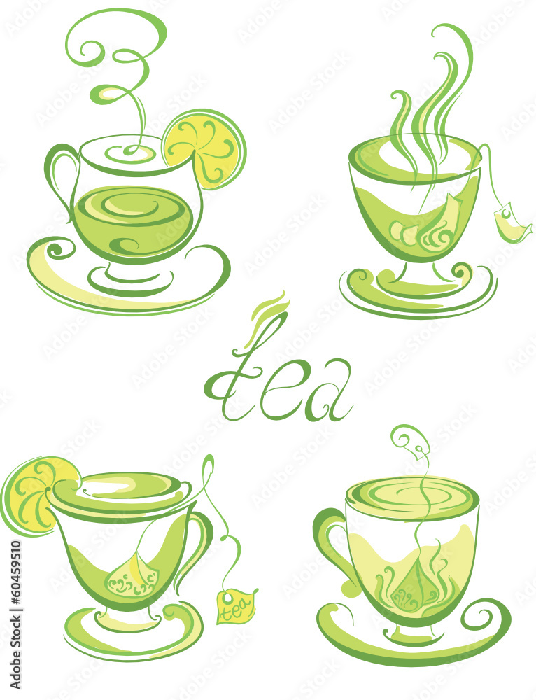 Set of tea cups. Vector illustration Set of tea cups. Vector illustration