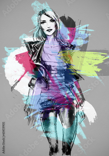 Obraz na płótnie Śliczna kobieta. akwarela ilustracja