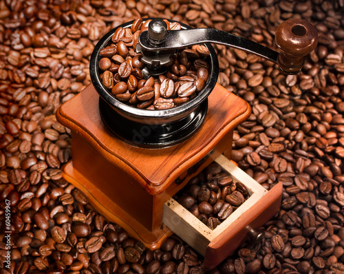 Coffee beans in a coffee-mill.