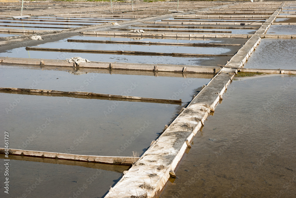 Evaporation ponds of salt farm, Portugal