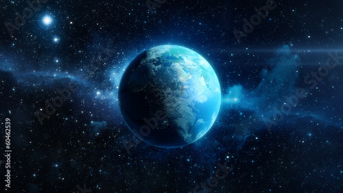 Fototapeta Naklejka Na Ścianę i Meble -  Planète Terre 3D sur fond d'étoile