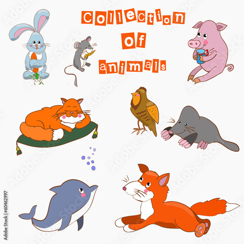 The collection of animals cartoon for your design, books,